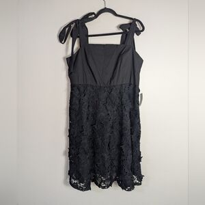 18 NWT Eloquii Black Laser Cut Lace Tie Shoulder Dress